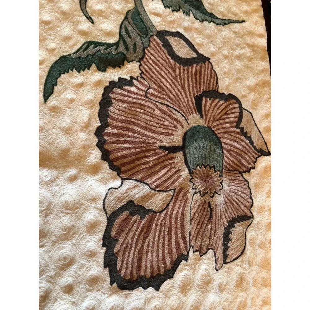 Embroidered Wall Hanging Art Modern Floral Boho Decor Andraab Textiles‎ Lg Wool